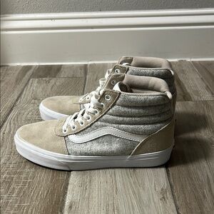 Vans Tan and Gray High-Top Sneakers